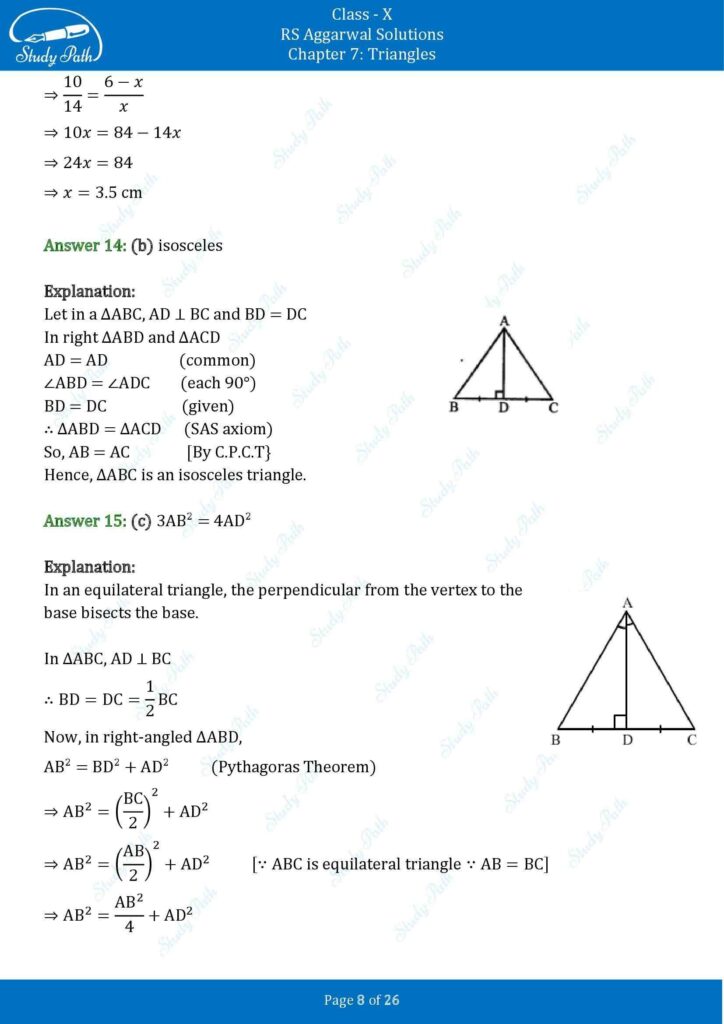 RS Aggarwal Class 10 Chapter 7 MCQ (Multiple Choice Questions) Solutions 8