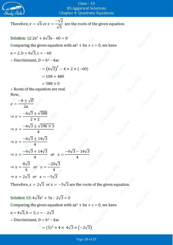 RS Aggarwal Class 10 Ex 4B Solutions 10