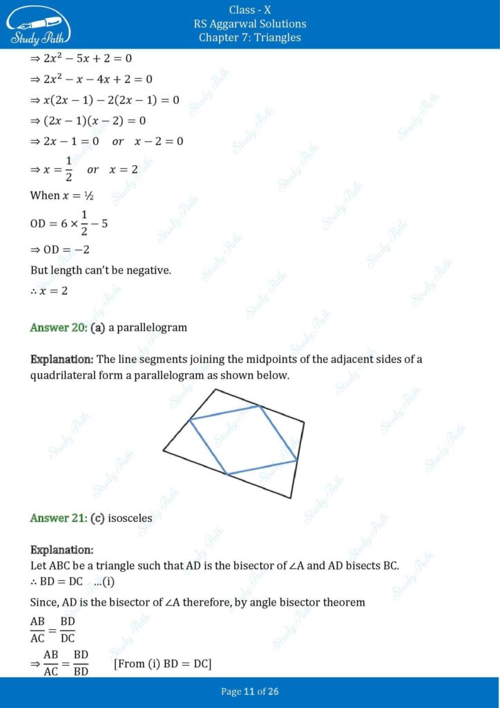 RS Aggarwal Class 10 Chapter 7 MCQ (Multiple Choice Questions) Solutions 11