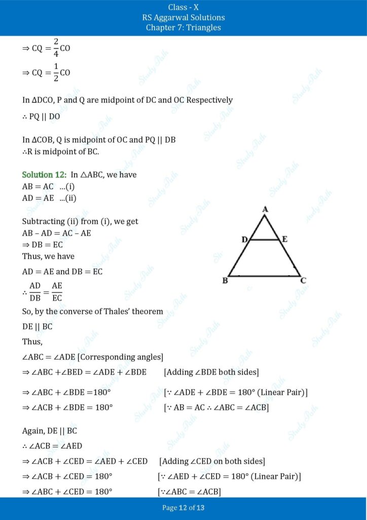 RS Aggarwal Class 10 Chapter 7 Test Yourself Solutions 12