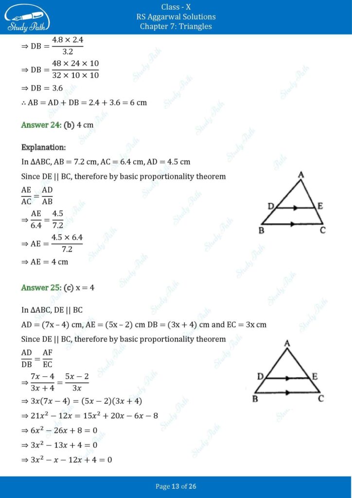 RS Aggarwal Class 10 Chapter 7 MCQ (Multiple Choice Questions) Solutions 13