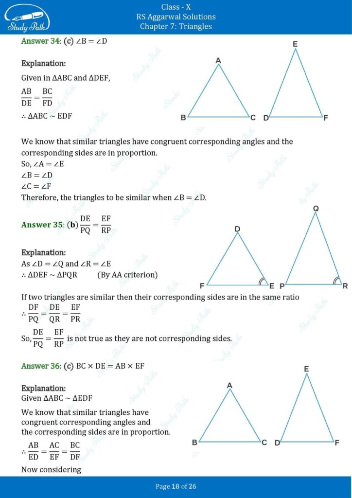 RS Aggarwal Class 10 Chapter 7 MCQs (Multiple Choice Questions) Solutions 18