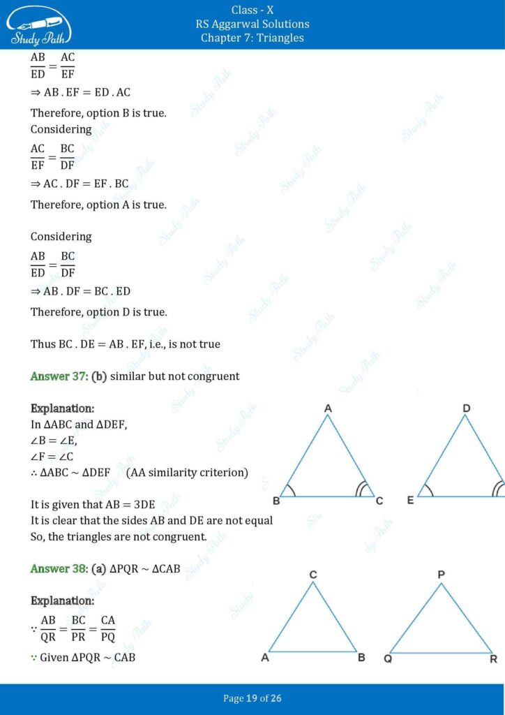RS Aggarwal Class 10 Chapter 7 MCQ (Multiple Choice Questions) Solutions 19