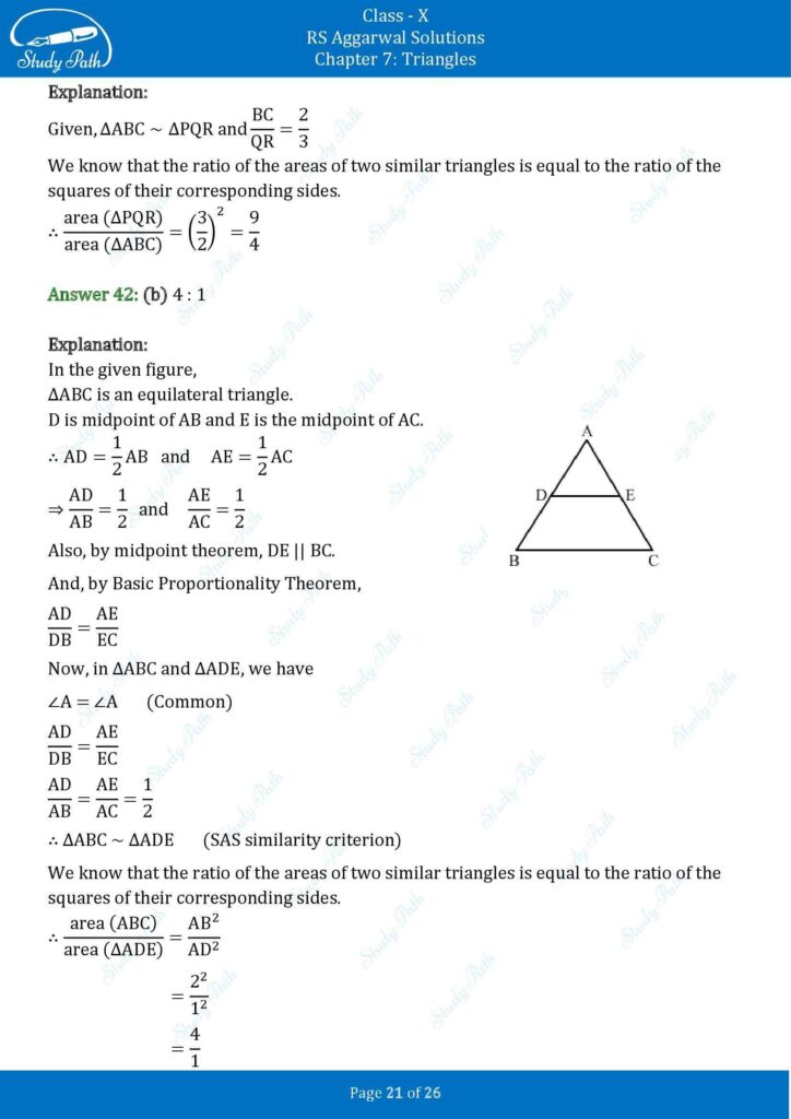 RS Aggarwal Class 10 Chapter 7 MCQ (Multiple Choice Questions) Solutions 21