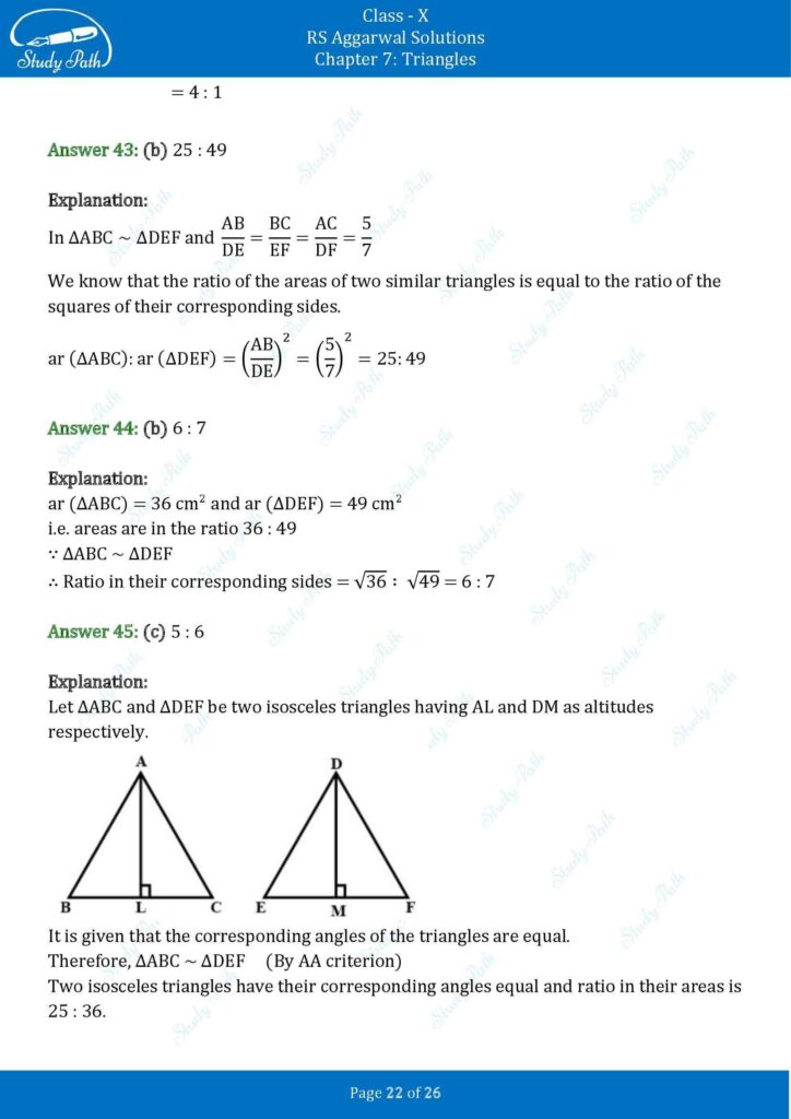 RS Aggarwal Class 10 Chapter 7 MCQ (Multiple Choice Questions) Solutions 22