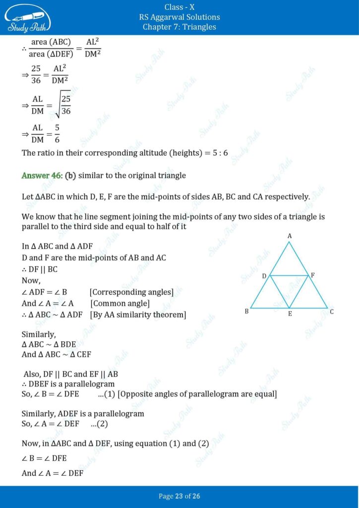 RS Aggarwal Class 10 Chapter 7 MCQ (Multiple Choice Questions) Solutions 23