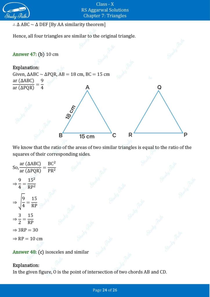RS Aggarwal Class 10 Chapter 7 MCQ (Multiple Choice Questions) Solutions 24