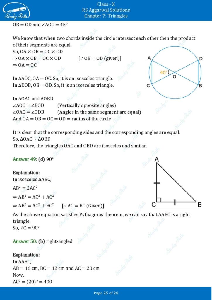RS Aggarwal Class 10 Chapter 7 MCQ (Multiple Choice Questions) Solutions 25