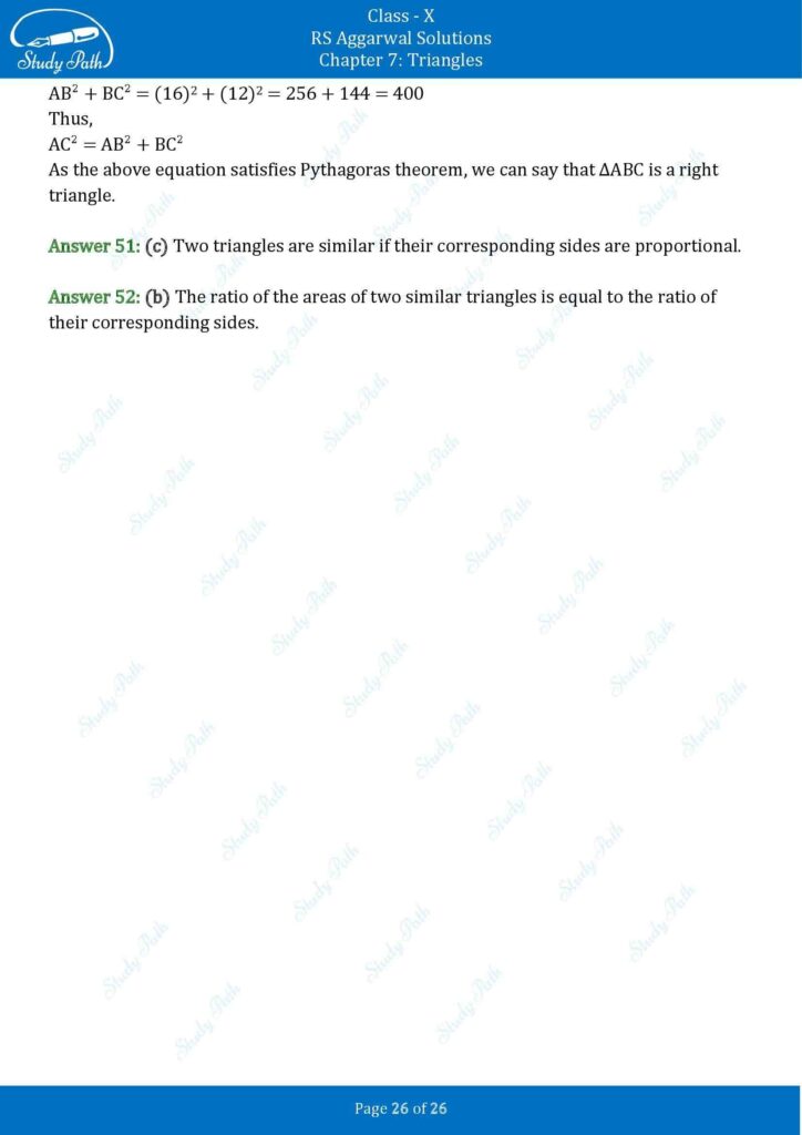 RS Aggarwal Class 10 Chapter 7 MCQ (Multiple Choice Questions) Solutions 26
