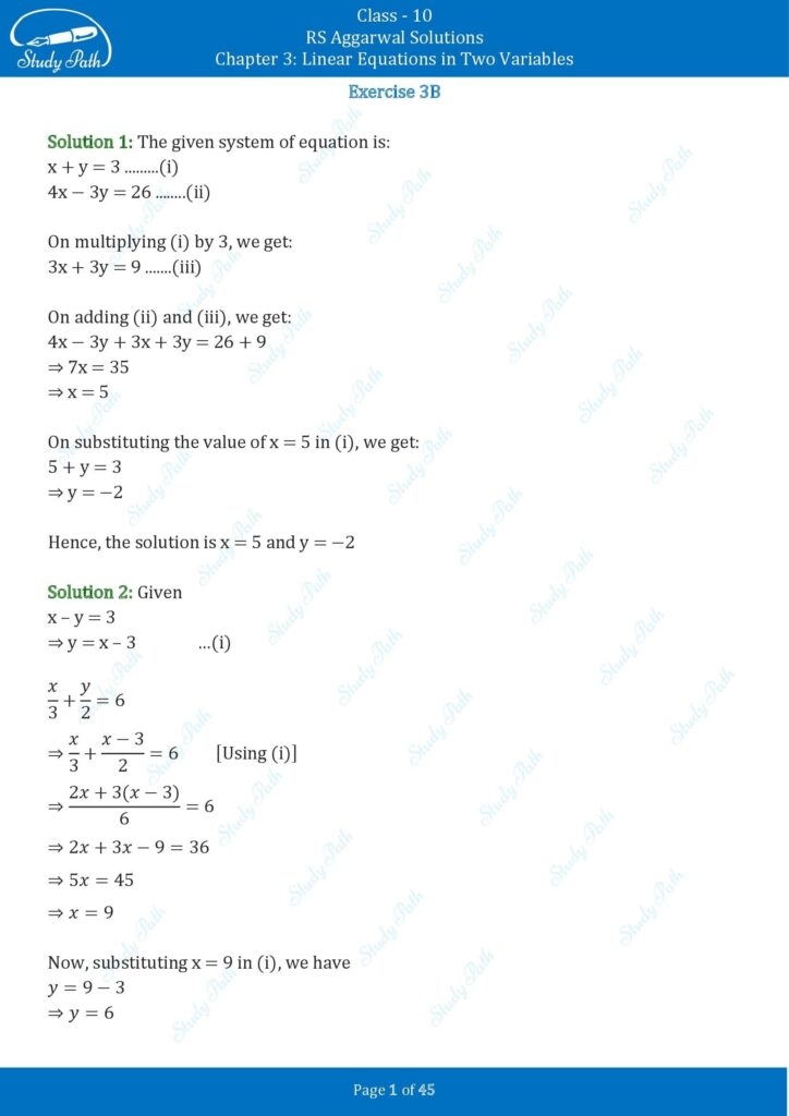 RS Aggarwal Class 10 Exercise 3B Solutions 1