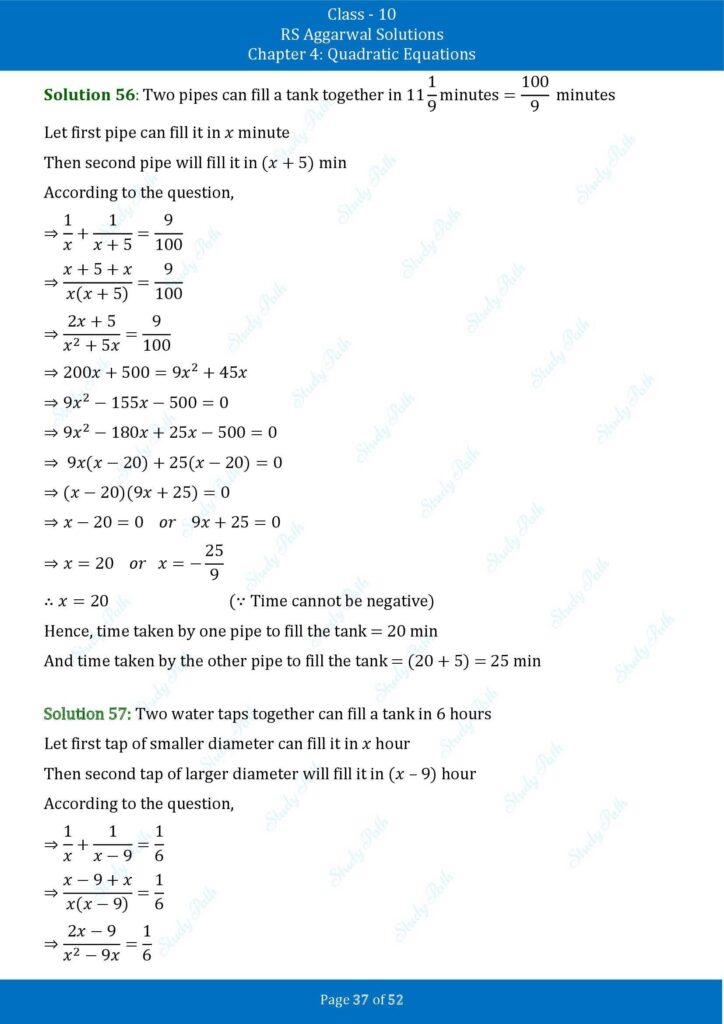 RS Aggarwal Class 10 Exercise 4D Solutions 37